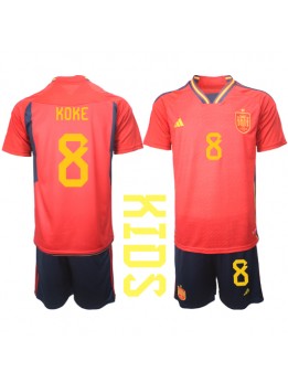 Otroški Nogometna dresi replika Španija Koke #8 Domači SP 2022 Kratek rokav (+ hlače)